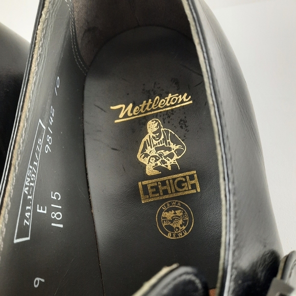 NETTLETON Steel Toe Monk Strap Black Leather Mens Dress Shoes Loafer 9 E Wide 9E - Picture 7 of 11